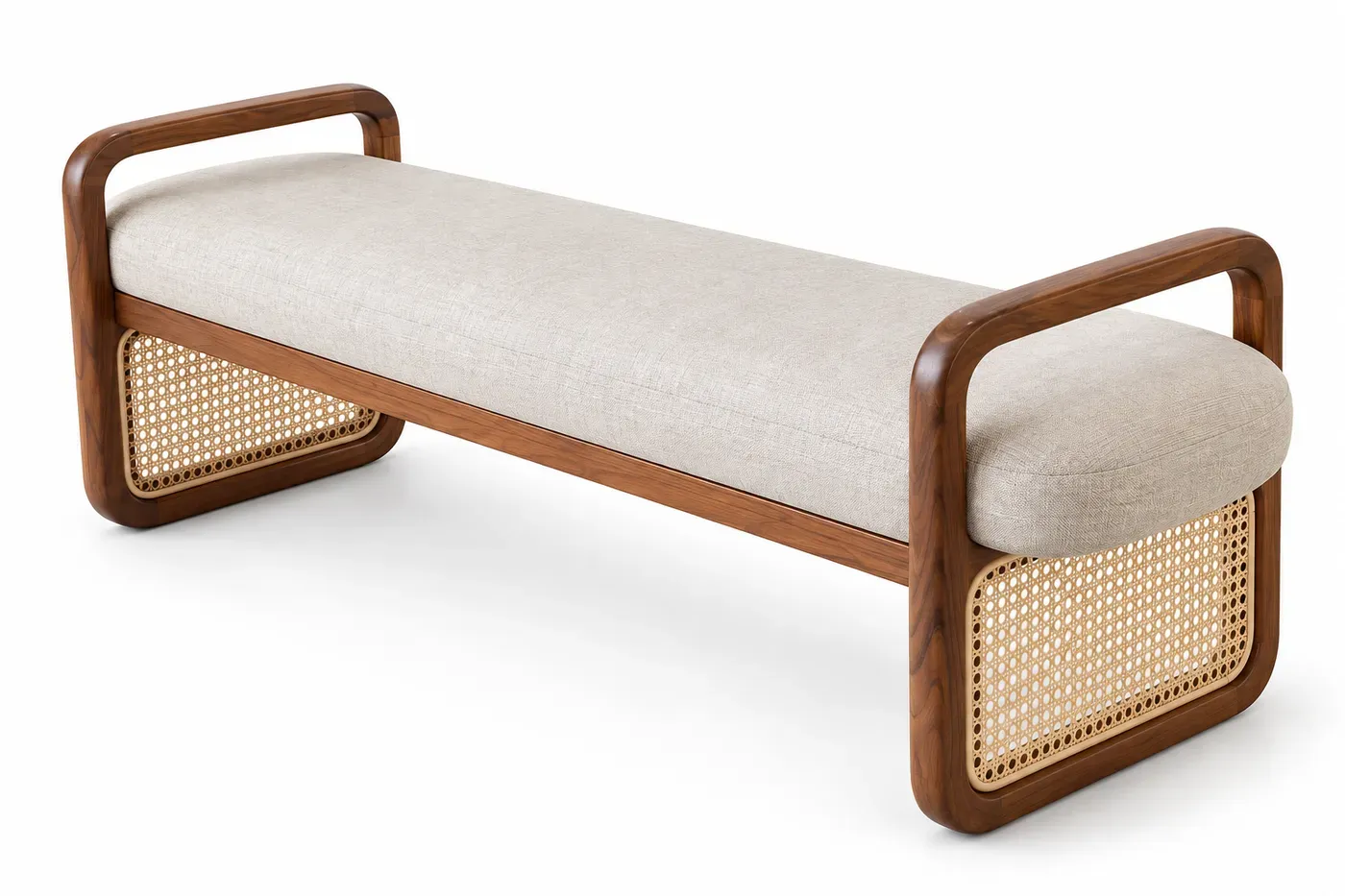 Lorcan Bench, slim seating bench, full view