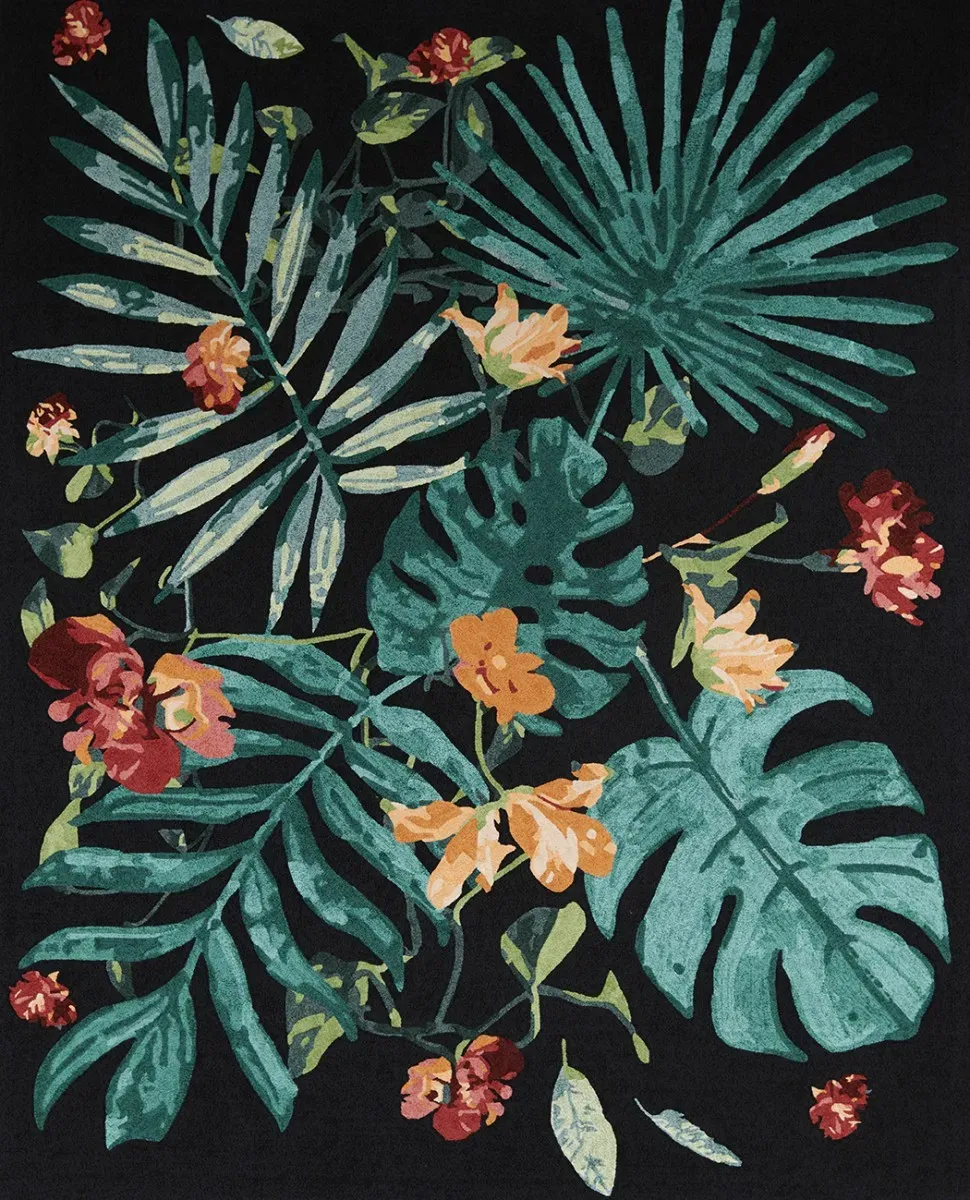 Lorna Rug, hand-tufted floral pattern rug, full view