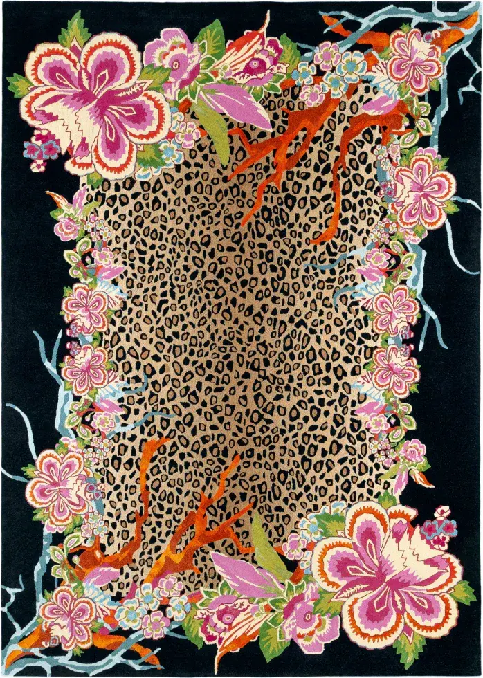 Nero Rug, hand-tufted animal print rug, full view