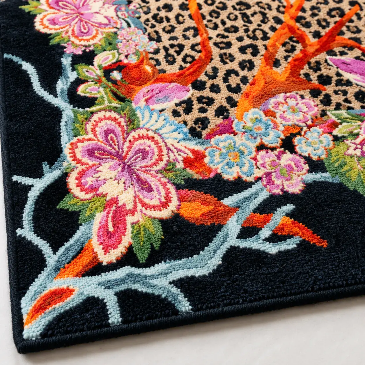 Close view of the Nero Rug showing its texture and detail