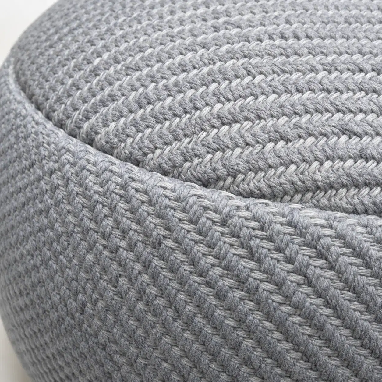 Close view of the Oren Pouf showing its texture and detail