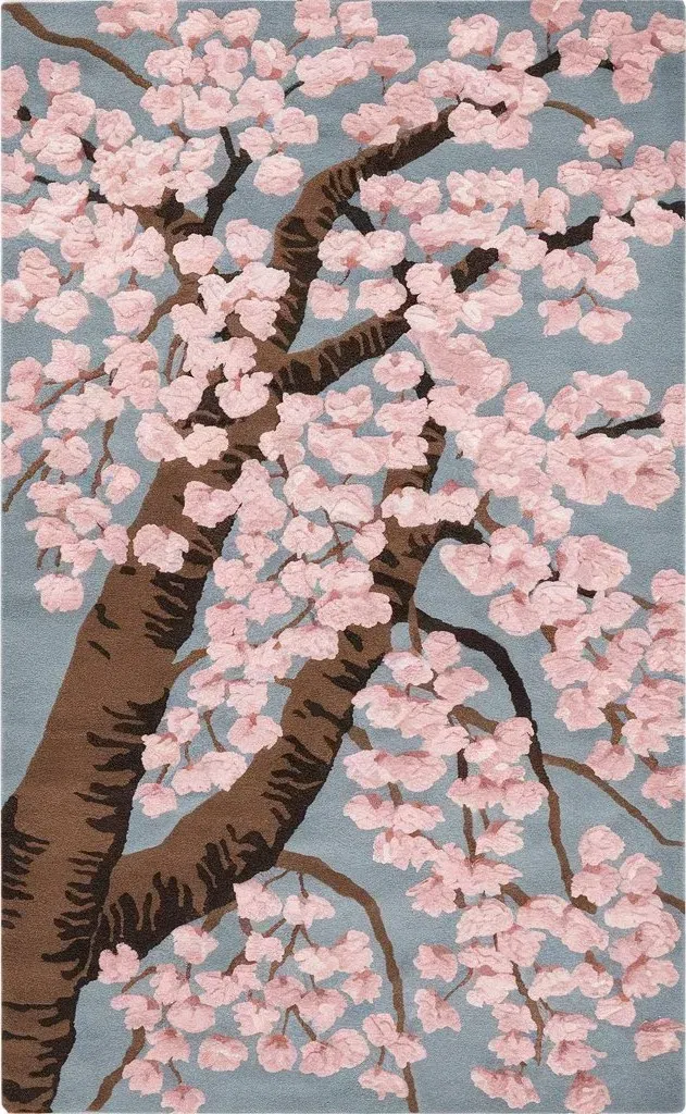 Ottilie Rug, hand-tufted floral pattern rug, full view