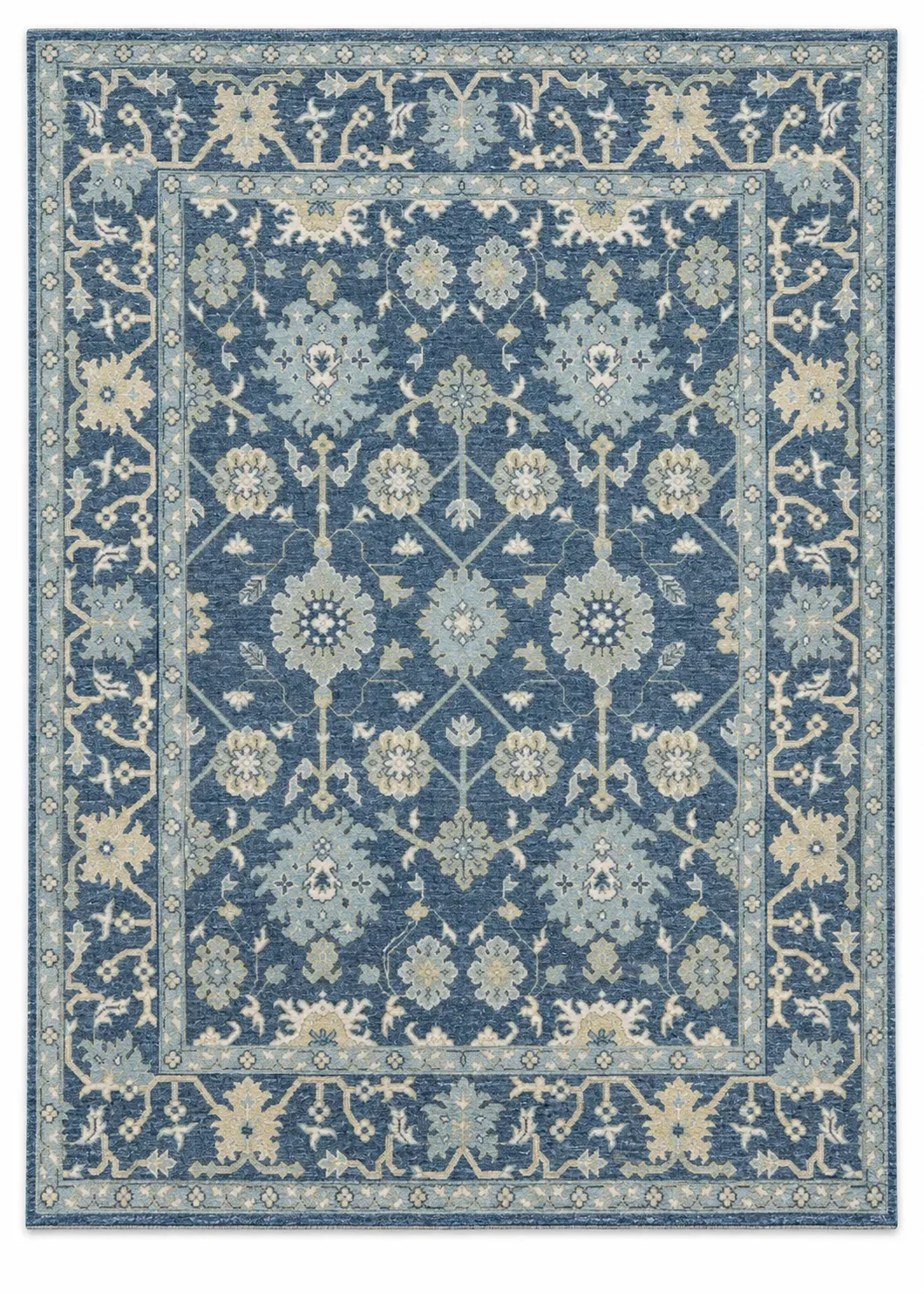 Ottoline Rug, hand-knotted vintage-style pattern rug, full view