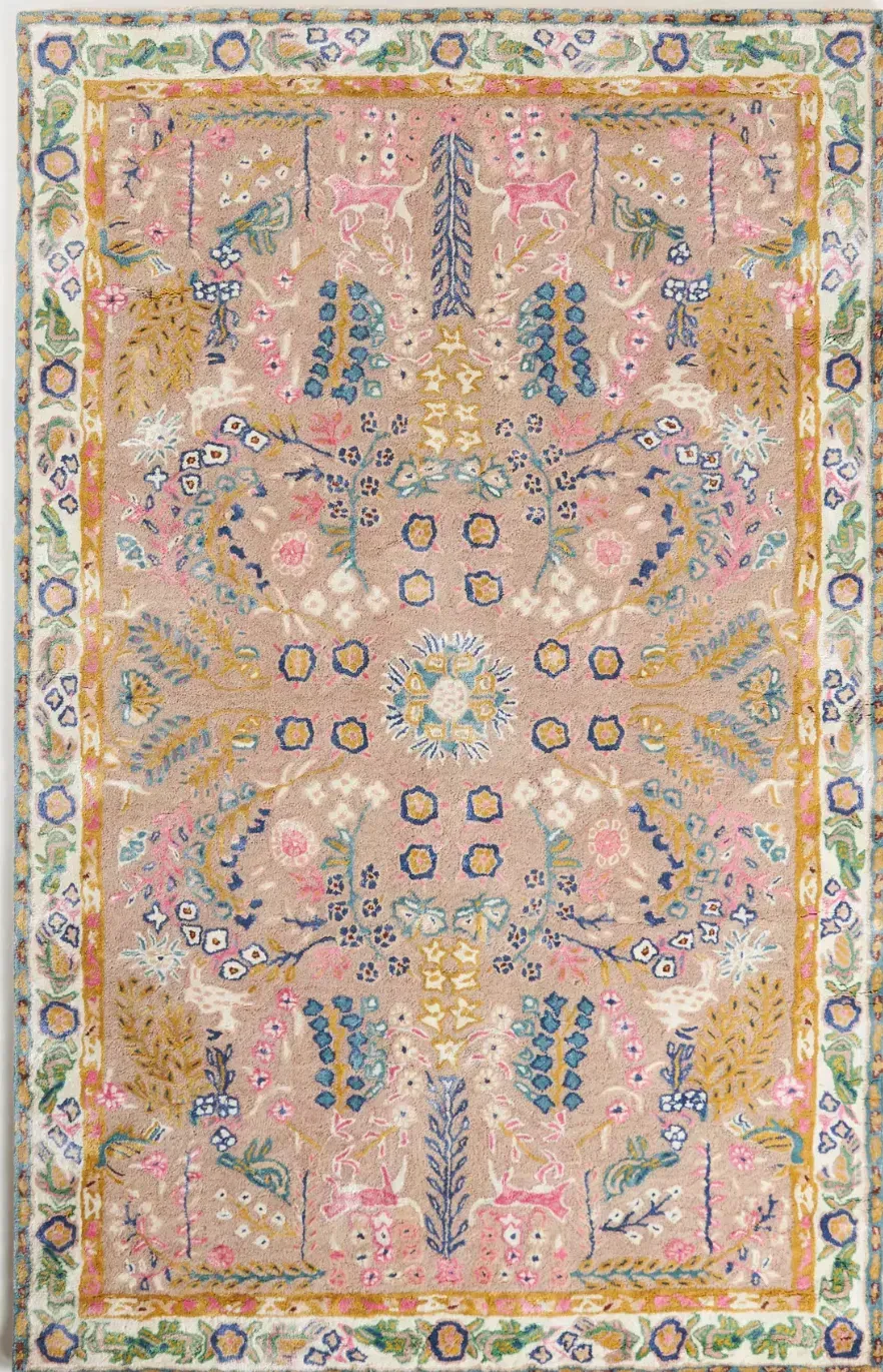 Phoebe Rug, hand-tufted floral pattern rug, full view