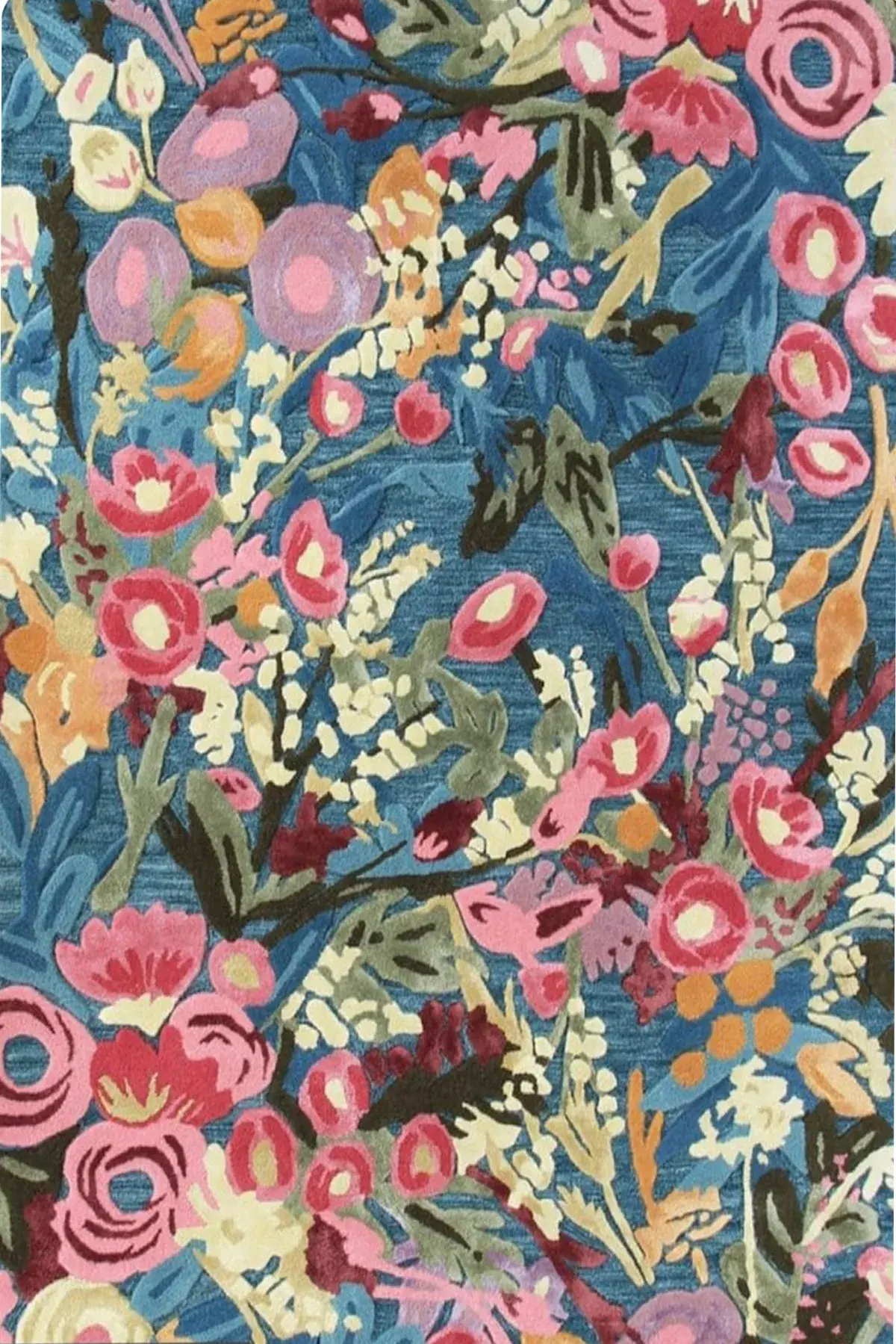 Redstart Rug, hand-tufted floral pattern rug, full view