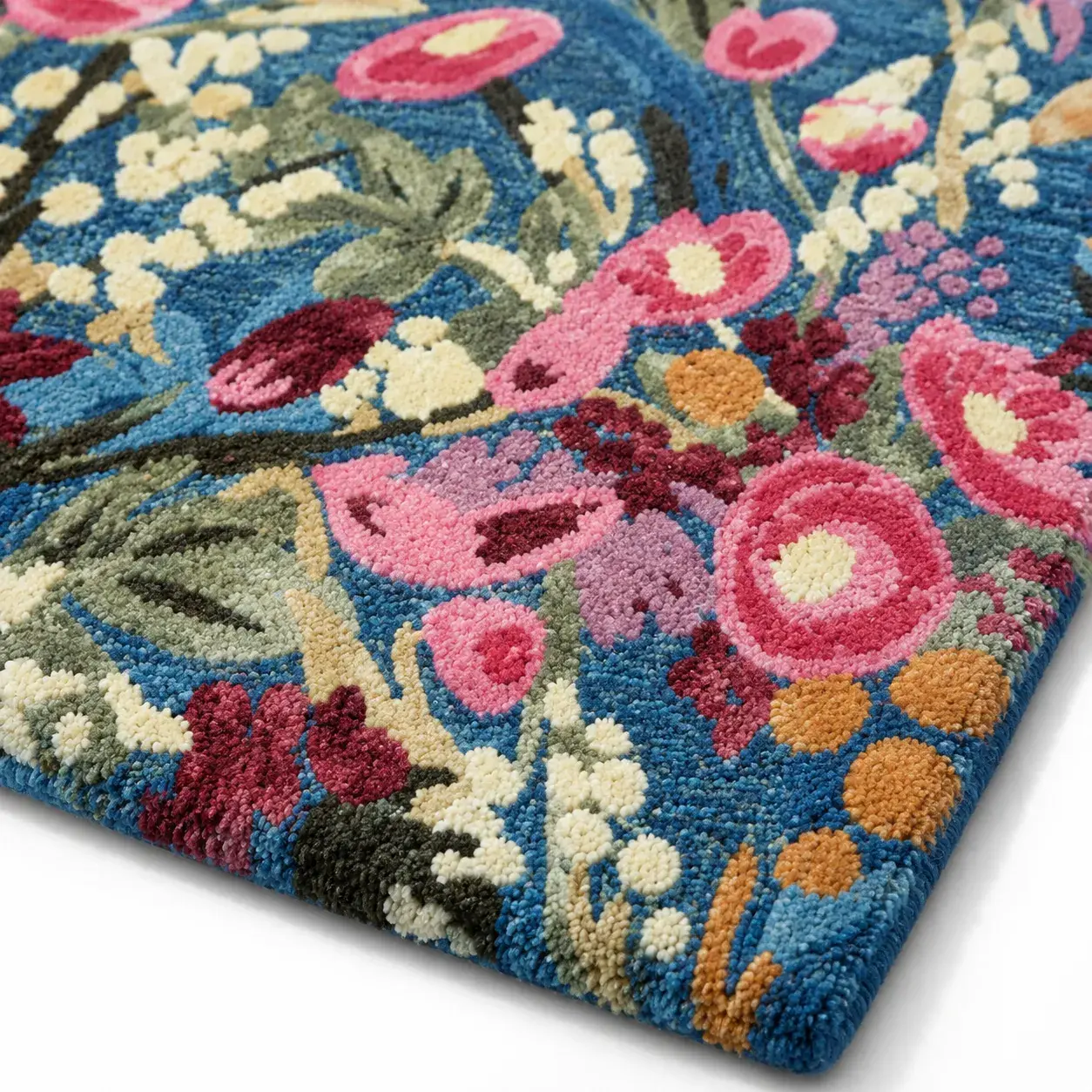 Close view of the Redstart Rug showing its texture and detail