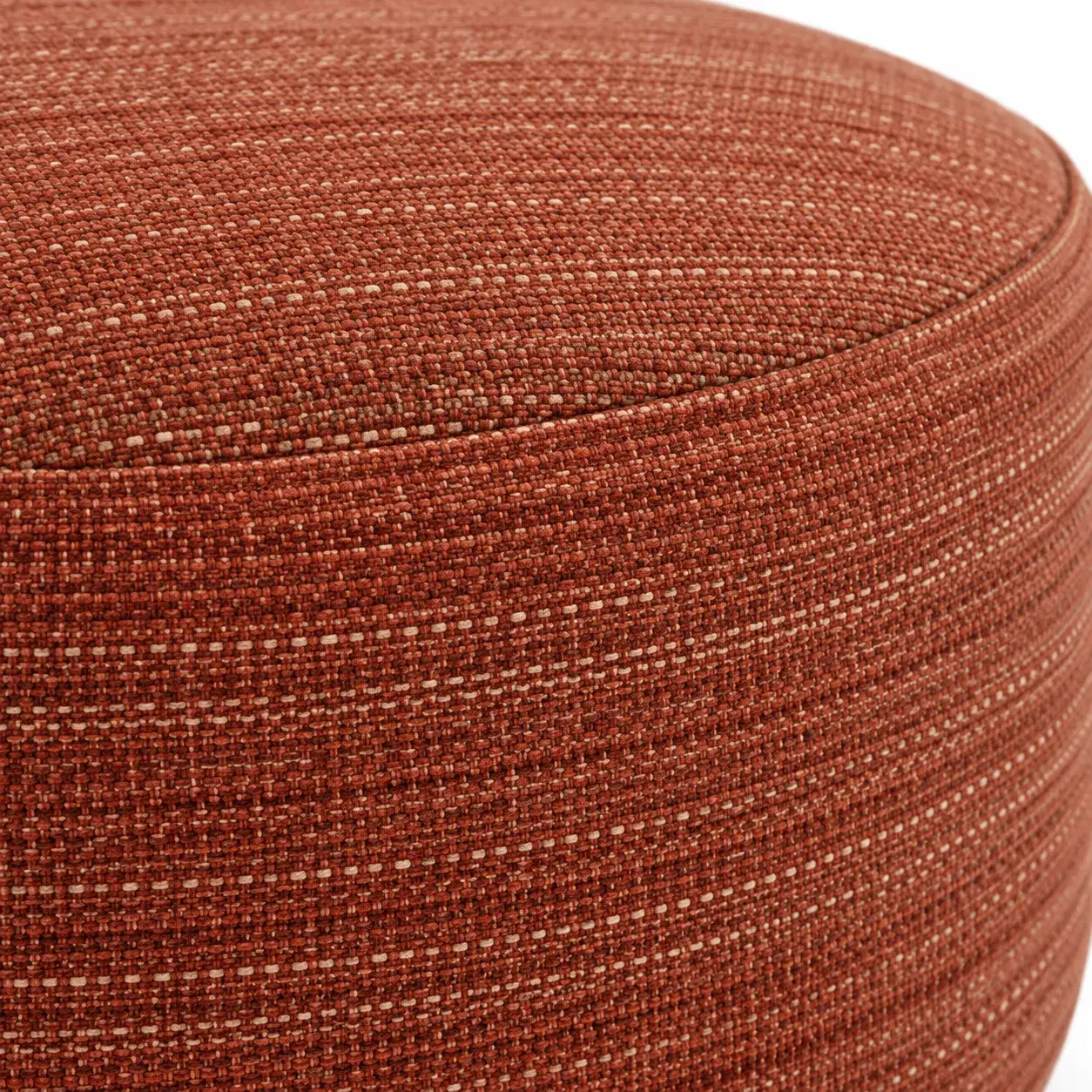 Close view of the Sorrel Pouf showing its texture and detail