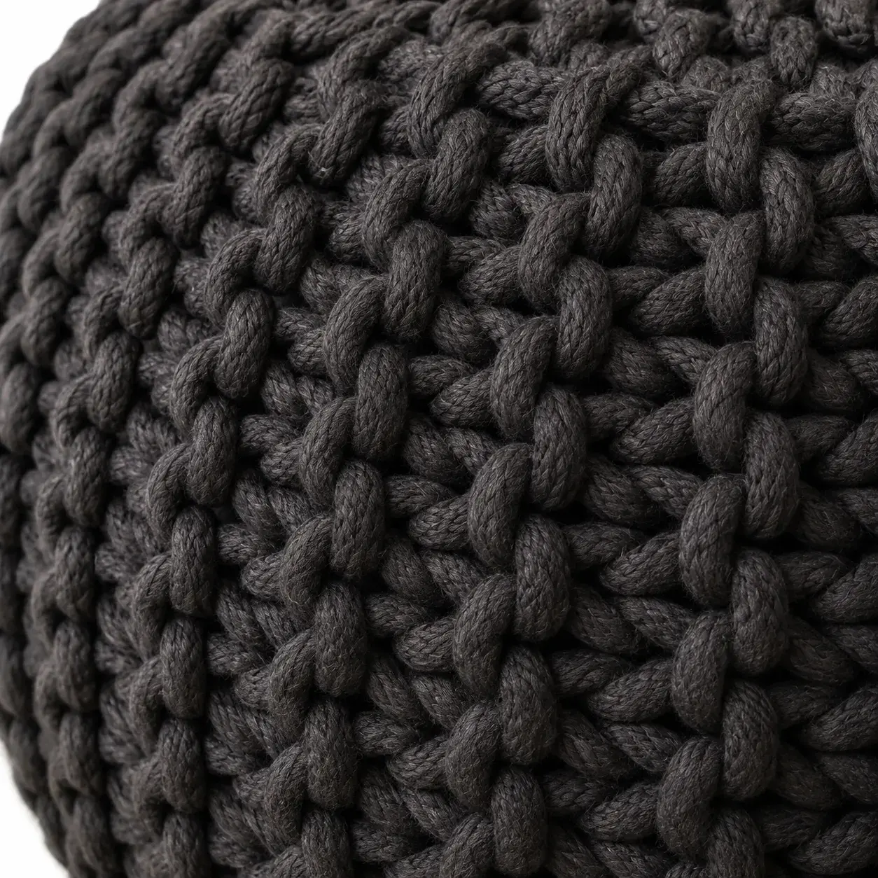 Close view of the Tansy Pouf showing its texture and detail