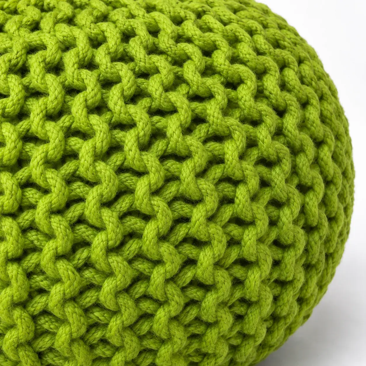 Close view of the Thea Pouf showing its texture and detail