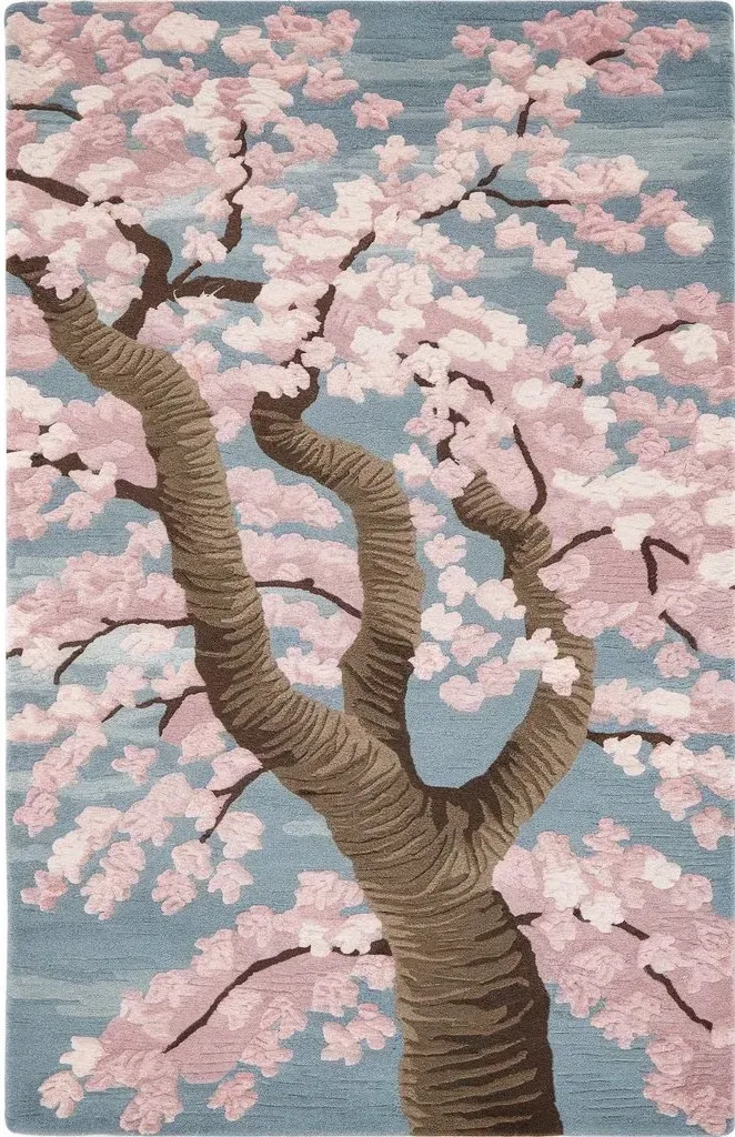 Ulises Rug, hand-tufted floral pattern rug, full view