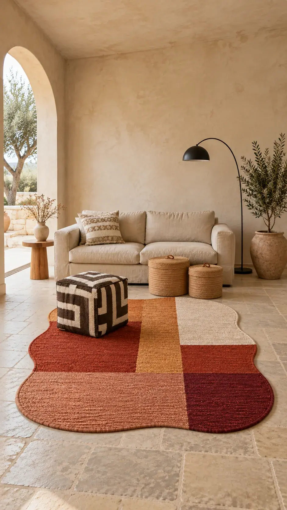 Canyon Drape edit: Rust Over Stone, a digitally styled room scene