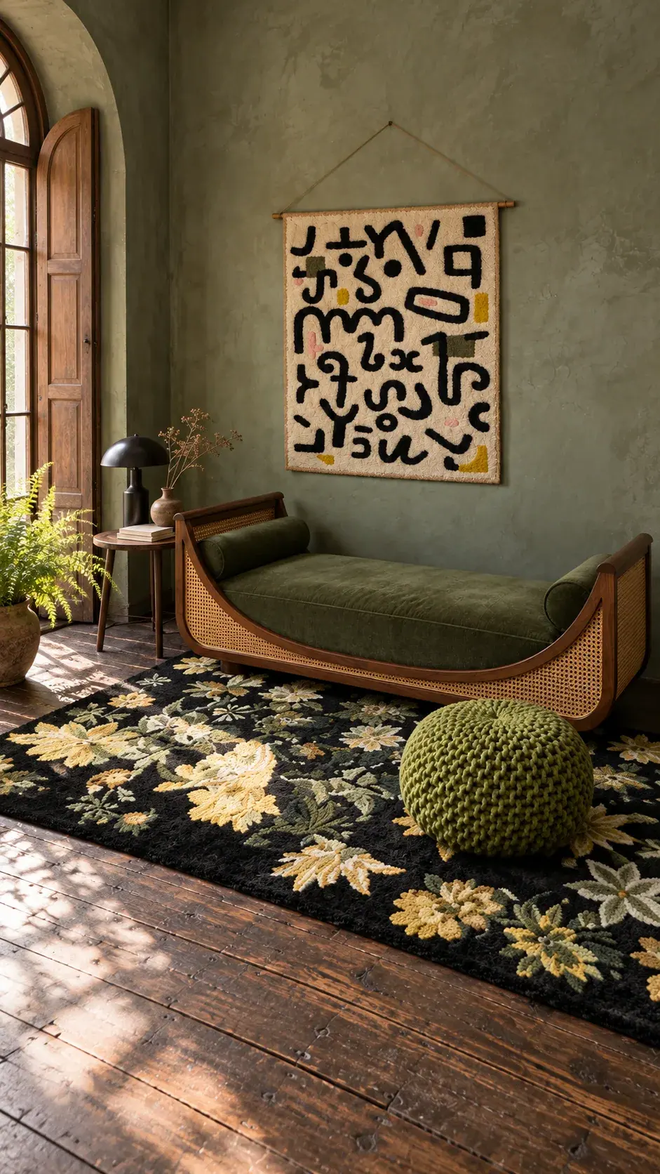 Jade edit: Green Room, Gold Hour, a digitally styled room scene