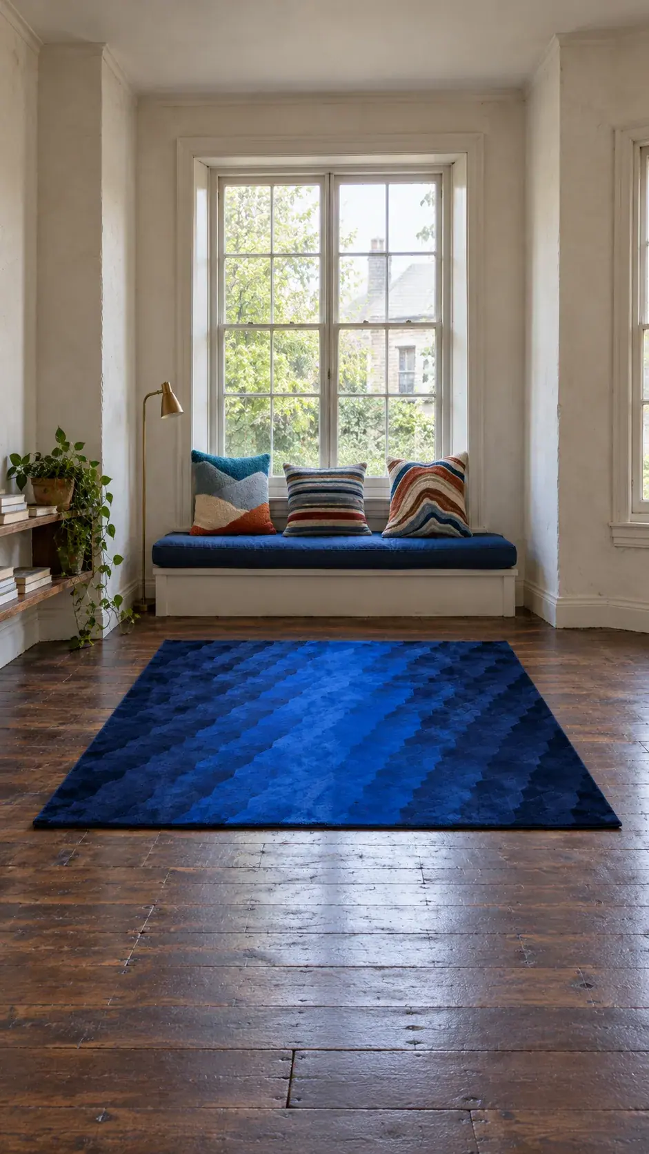 Lapis edit: Deep Blue, Window Seat, a digitally styled room scene