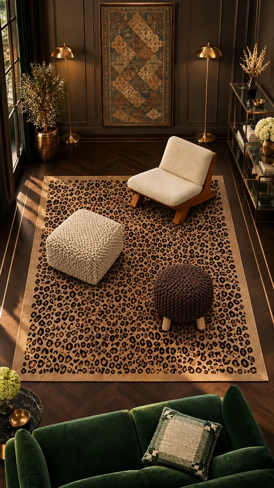 Ocelot edit: Spots On The Herringbone, a digitally styled room scene